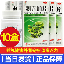 红绿灯刺五加片100片健脾补肾安神治脾肾阳虚药治腰腿疼痛的药治失眠睡不着的中成药可搭刺五加脑灵液 治疗脾肾阳虚药补肾安神药：10盒