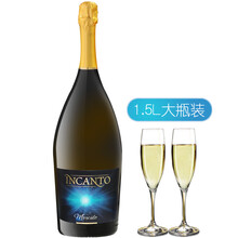 超市	INCANTO意大利莫斯卡托起泡酒原瓶进口moscato气泡果酒依卡特甜白葡萄酒（单支装配香槟杯） 大瓶装（1.5L*1支酒+配2香槟杯）