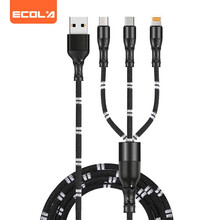 宜客莱 数据线三合一苹果/Type-c/安卓手机充电器线 黑色Z25BK