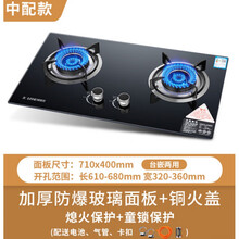 博莱克燃气灶双灶液化气嵌入式台式两用式猛火炉具节能家用煤气灶 加厚钢化玻璃铜盖 天然气