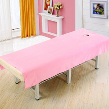 美容院铺床席专用大毛巾开洞带洞浴巾推拿按摩理疗店床单巾吸水珊瑚绒 【超柔床单】粉色 【有洞】190x80cm