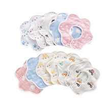 婴儿围嘴宝宝口水巾儿童吃饭兜口水兜可旋转捞鱼猫 男宝2条装（图案随机）