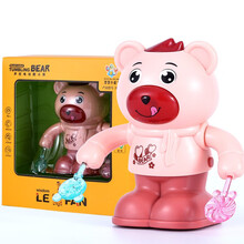 元旦礼物翻滚猴子电动玩具婴儿宝宝学爬行抖音翻跟斗小猴子有声会动走跑 多功能小熊【粉色】+3节7号电池