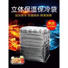 保温袋铝箔立体一次性外卖打包冷冻食品水果海鲜大闸蟹隔热袋加厚创意 十个价3号泡(37*16*35)
