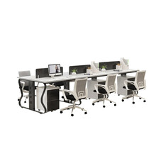 大匠传成 屏风工位 六人职员屏风钢制办公桌办公家具组合工位+活动柜   可定制 DJ-GW-0103