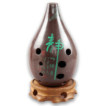 XINXIANGXI 满口埙十孔10孔陶埙古埙土梁吐良埙书法刻字乐器E F G调追乐熏勋 满口埙G调 绿色字 右起