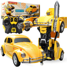 变形金刚玩具6 遥控车扭变车变形机器人擎天柱儿童四驱赛车大黄蜂越野车攀爬车 大黄蜂一键变形甲壳虫经典版