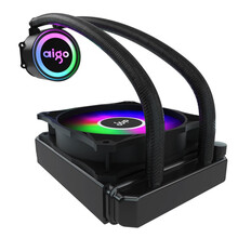 爱国者 冰塔冰魄台式电脑机箱一体式水冷CPU散热器(PWM智能温控风扇/全平台支持) 冰蝶M120黑色一体水冷【彩虹光效】