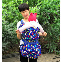 四川贵州云南传统背带老式灯芯绒背巾四季通用款后背前抱带娃 大码兰色小兔子款