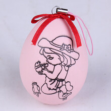 复活节彩蛋卡通彩绘仿真鸡蛋塑料彩蛋儿童diy手工手绘画画涂色 图案款粉红色1个