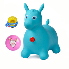 芙蓉天使 加厚PVC充气马玩具宝宝跳跳马跳跳鹿带音乐幼儿园摇摇马小木马玩具 蓝色带音乐