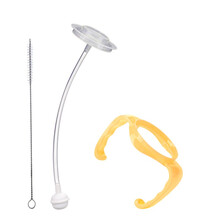 安配贝亲宽口径奶瓶配件新生婴儿玻璃奶瓶通用吸管手柄宝宝ppsu塑料把手防胀气自动重力球防呛 安配吸管+手柄（黄色）适用贝亲宽口奶瓶