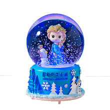 迪士尼同款水晶球音乐盒八音盒爱莎公主冰雪奇缘女生儿童生日7夕节礼物 爱莎大号自动飘雪水晶球