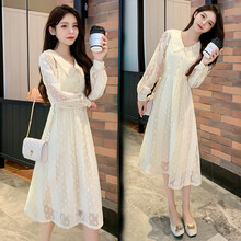 敏潮格伦哺乳衣春秋装外穿辣妈款可喂奶的时尚女装产后期外出连衣裙潮 杏色 M