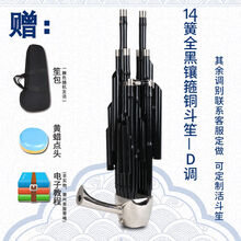 天津王氏笙乐器王氏民乐14簧方笙17簧21簧圆笙扩音笙初学专业演奏 14全黑镶箍铜斗笙-D调
