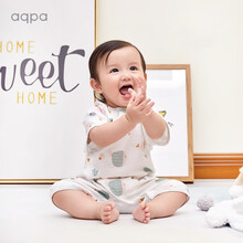 aqpa男女宝宝斜开哈衣双层【60支】纱布夏季新品婴儿连体衣轻薄透气爬爬服             白底豆丁鱼  66cm