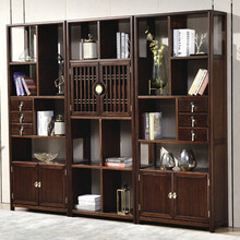 博古架客厅新中式乌金木书柜组合 书房储物柜 博古架书架组合柜 领道（LINGDAO） 木右边柜 0.8-1米宽