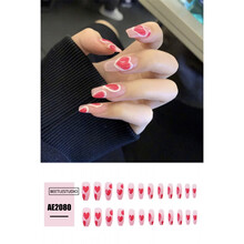 茹诗妮 琥珀咖色晕染可穿戴美甲短款方头可穿戴显白假指甲可拆卸贴片网红 AE2080