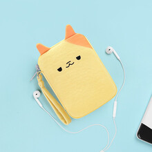 BUBM移动硬盘收纳包数据线充电器宝耳机U盘U盾数码保护套袋盒子西部WD希捷1T东芝2T适用配件便携 【卡通款】双层-黄色