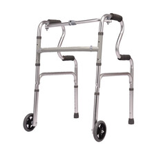 展浩  助行器 老人走路铝合金残疾人四脚拐杖行走辅助器老年助步器 【加厚铝合金助行器】带轮款