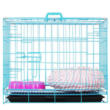 【买一带八 加粗加密】狗笼猫笼 狗笼子小型犬中型犬泰迪比熊猫咪兔子用品 宠物狗狗笼子狗窝兔笼鸡笼子 普通加粗款带天窗 蓝色 85*61*70cm