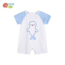 贝贝怡婴儿连体衣哈衣2021夏季新款可爱卡通印花男女宝宝洋气外出服 浅蓝 24个月/身高90cm