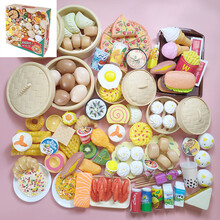 儿童过家家厨房玩具宝宝仿真食物套装早教蒸笼做饭早餐男孩女孩 礼盒装-早点102件(如图)