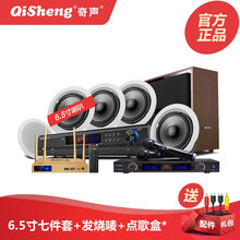 Qisheng/奇声 5.1吸顶音响家用家庭影院音箱套装 专业客厅KTV天花喇叭无线蓝牙语音点歌机 旗舰版+发烧KTV无线话筒+网络点歌机