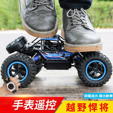 【六一儿童节甄选礼物】超大号遥控越野车四驱rc高速攀爬赛车手势充电动儿童玩具男孩汽车YL 合金款双遥控攀爬车（1：14）蓝色+2块电池
