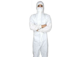 一次性防护隔离衣SMS加厚连体带帽防疫防化医生护士工作服防病毒 白色隔离衣 M码155cm-162cm