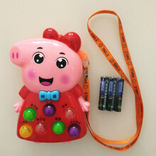 不舍天真 小猪佩奇早教音乐0-3岁手机宝宝玩具仿真电话学习机打地鼠 小猪佩奇音乐打地鼠红色