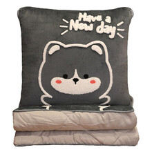 比特熊 卡通抱枕毯三合一加厚沙发盖毯暖手抱枕被子汽车办公室学生床头靠垫午睡枕空调被趴睡午休枕坐垫腰枕 哈士奇款
