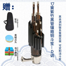 天津王氏笙乐器王氏民乐14簧方笙17簧21簧圆笙扩音笙初学专业演奏 17簧紫竹黑管镶箍铜斗笙-D调