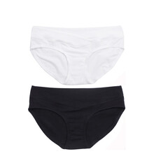 棉小丫孕妇妈咪拍照写真打底内裤基础日常舒适纯棉低腰2条装黑白色三角 黑色+白色 M