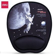 得力（deli）黑色舒适商务鼠标垫护腕 超大号 加厚大尺寸办公游戏腕垫 83005/中国航天腕托鼠标垫黑色