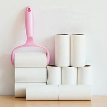 粘毛滚筒粘毛器600撕可撕式衣服除毛粘尘纸除尘器宠物毛发吸尘器暮箫景 1手柄+8卷纸芯组合【共480撕】