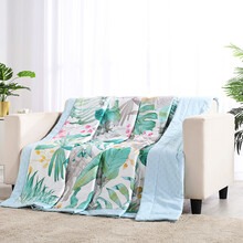 SHERWOOD/喜屋 全棉夏被被芯可机洗纯棉夏凉被薄被子单双人儿童空调被 叶姿海漾 200*230cm