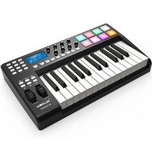 worlde-PANDA25键专业编曲键盘midi键盘音乐键盘打击垫电音键盘 61键黑色升级版(彩灯打击垫/高速CPU)