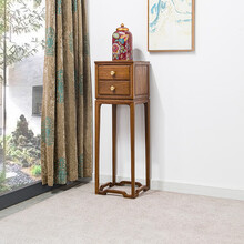 寻古红木家具非洲鸡翅木（学名：非洲崖豆木）花架实木新中式香几花几花瓶架盆栽盆景架带抽屉Q 单个：长35*宽35*高108cm