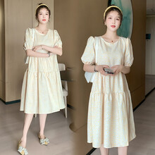 郁彼 孕妇装夏装孕妇裙夏季夏天外穿孕妇连衣裙宽松大码孕妇裙子孕妈装 黄色 M