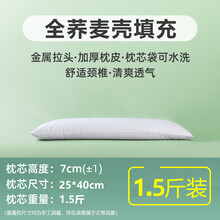全荞麦壳枕头单人枕芯家用助睡眠学生宿舍护颈椎枕乔麦皮硬枕 25*40【枕芯无枕套】1.5斤