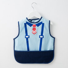 宝宝围兜 婴儿食饭兜儿童防水吃饭围兜 男女宝宝小孩围嘴 儿童无袖罩衣 蓝色绅士领结  0-2岁 90码（衣长40）