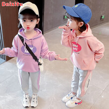 带禧兔童装女童套装秋装儿童套装女宝宝衣服秋季运动幼童中小童春秋款1-7岁女孩休闲卫衣裤子两件套 紫罗兰 110码建议身高100-110cm
