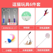 逗猫棒猫玩具羽毛铃铛仙女长杆结实逗猫神器全套猫玩具套装激光笔逗猫棒羽毛铃铛不倒翁猫咪用品 逗猫玩具6件套
