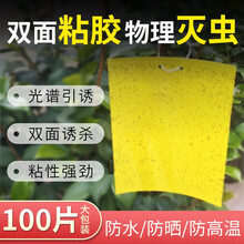 【强力】多规格黄板双面诱虫板粘虫板蓝板多尺寸小黑飞粘飞虫纸农用大棚粘虫板 黄色大号100张