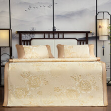 多奇曼提花冰丝席三件套 金色 150*195cm