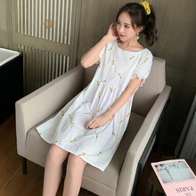 书果 孕妇裙子2021新款短袖圆领连衣裙宽松中长款潮妈孕妇装夏装 白色 M