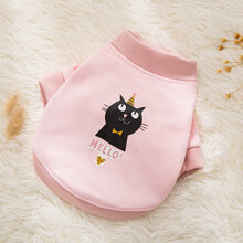 嬉皮狗 新款宠物衣服秋冬薄款狗狗卫衣泰迪比熊小型幼犬猫咪服饰 粉色猫咪 XS(建议1-3斤)