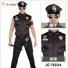 cosplay万圣节派对年会舞台男巡警表演演出警察警官装扮服装 15034 M