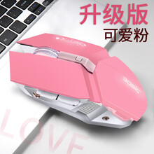本手 无线鼠标可充电 电竞游戏机械发光鼠标男女生吃鸡台式笔记本电脑家用商务办公无限滑鼠USB光电鼠标 可爱粉色（静音按键）+大桌垫